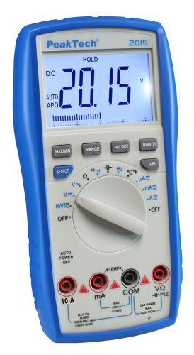 E44-Multimètre peaktech  :ohmètre/volmètre/amperemètre/thermometre/frequencemètre/capacimètre/auto- range cat3-600v à 59,90 €