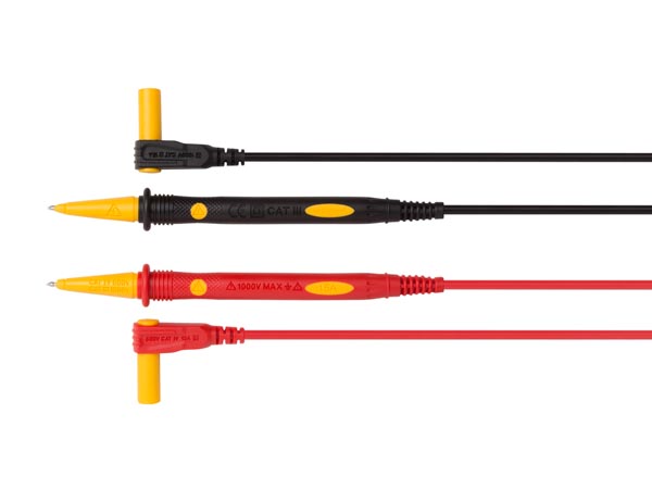 Jeu de cordons de mesure en pvc - cat3  1000v  cat4  600v 15a  -  longueur 75 cm