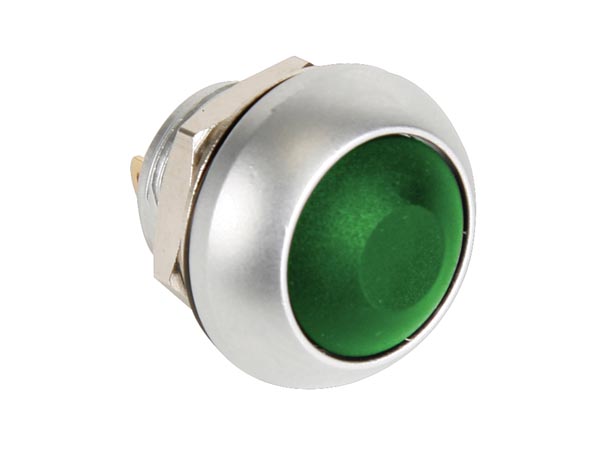 Poussoir metallique rond avec capuchon vert -  off-(on)