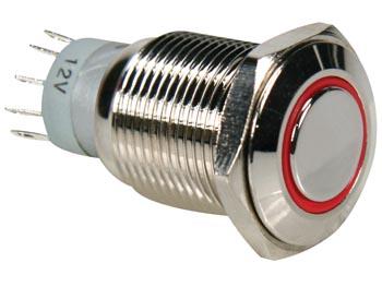 Bouton poussoir chromé 12V-24v