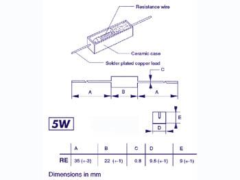 Resistance bobinee cementee 5w 120 ohms tolerance 5%