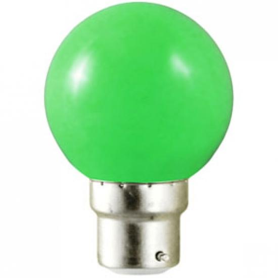 Lampe a led  b22d 230v 1w 45x70 mm 30 lumens angle 240° verte