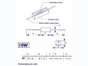 Resistance bobinee cementee 10w 0.12 ohms tolerance 5%