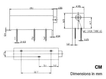 Resistance ajustable multitours horizontale cermet 0.5w 20 ohms