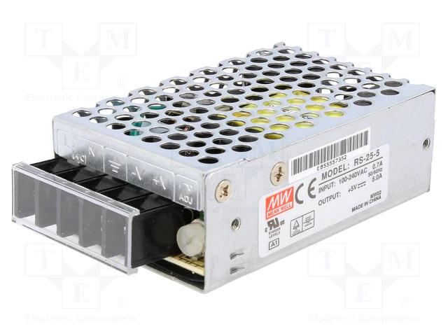 Alimentation à découpage mean well / 5v / 25w / 5a / 78x51x28mm