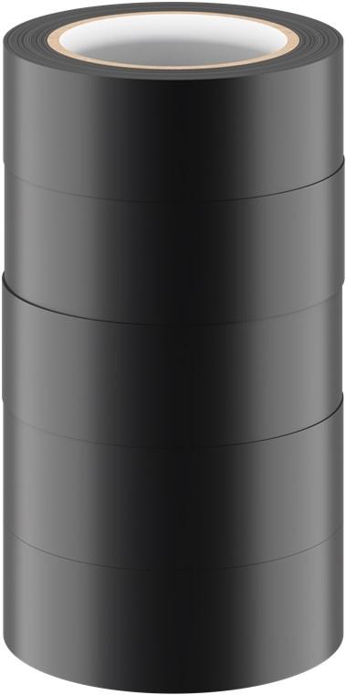 Lot de 5 ruban adhésif électrique isolant / 19mm x 10m / noir