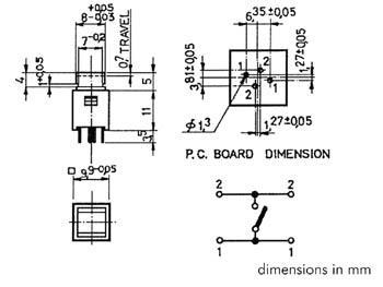 Bouton-poussoir carre off-(on)