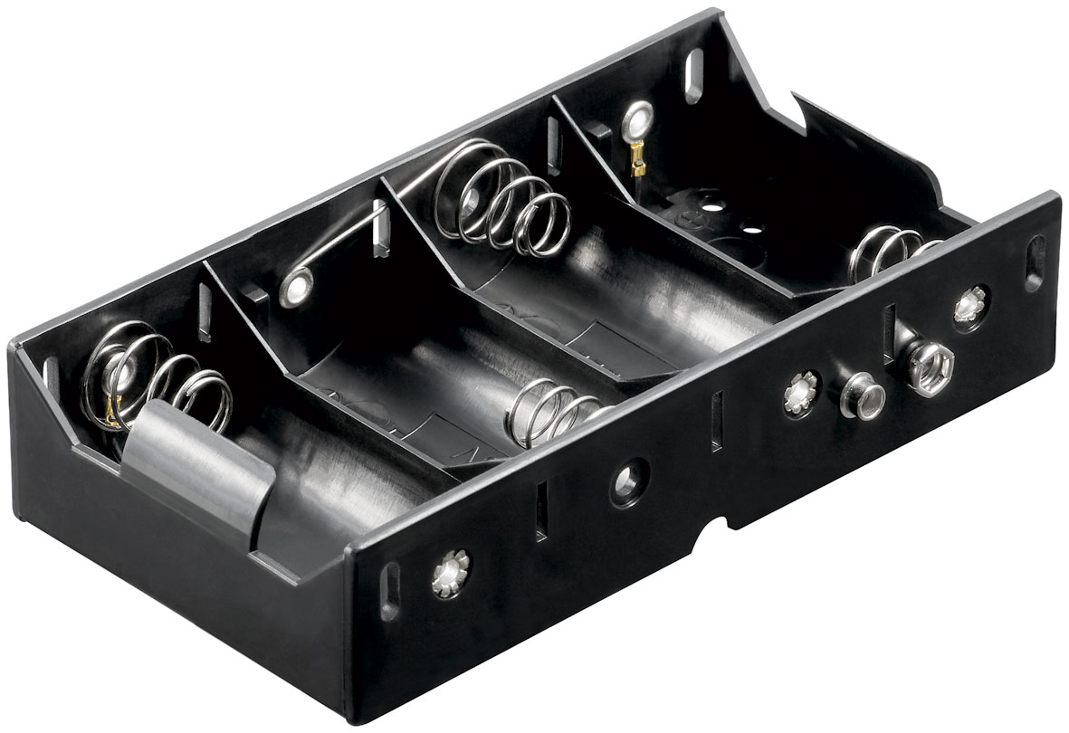Coupleur de 4 piles d (r20) sorties contact a pression 142x73x31.5mm