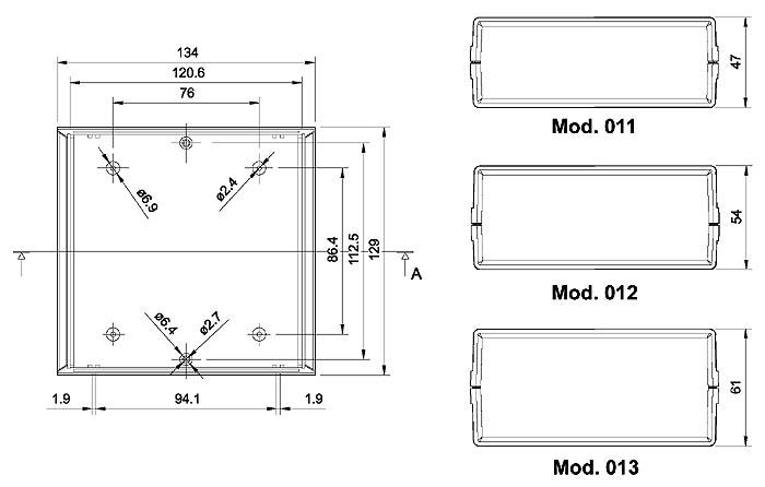 Coffret cab.0 -abs- noir 134 x 129 x 47mm teko