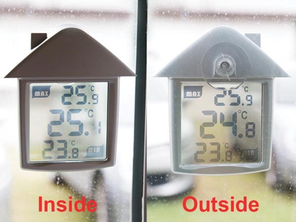 Thermomètre intérieur/extérieur transparent avec indications min/max