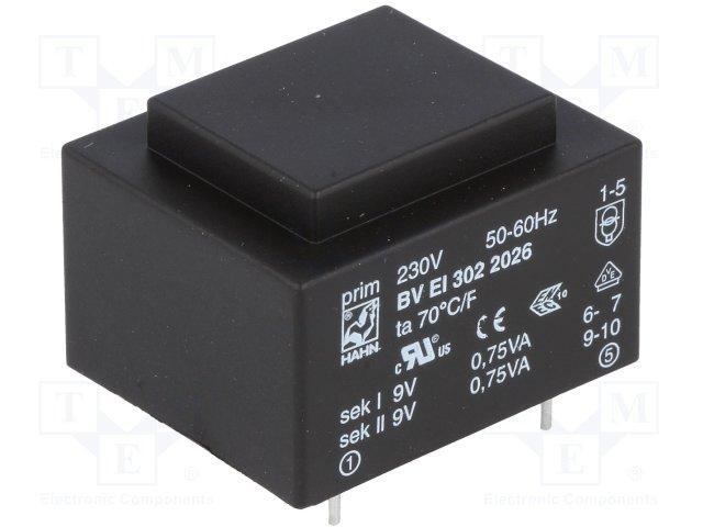 Transfo moule 1.5va 2x12v 230v 27.5x32.5x22mm