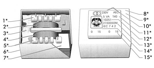 Transfo moul? 30va 9 volts 70x59x49mm