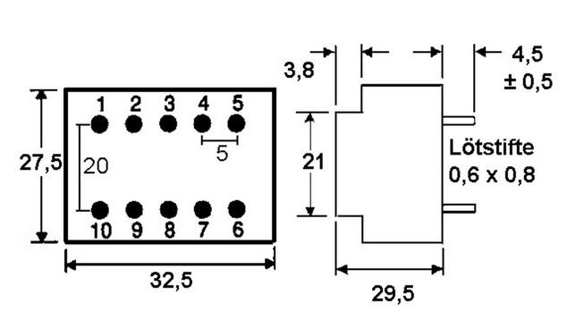 Transfo moule 3va 2 x 15v 230v 27.5x32.5x29.8mm