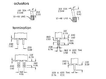 Inverseur 90° subminiature horizontal bipolaire on-on