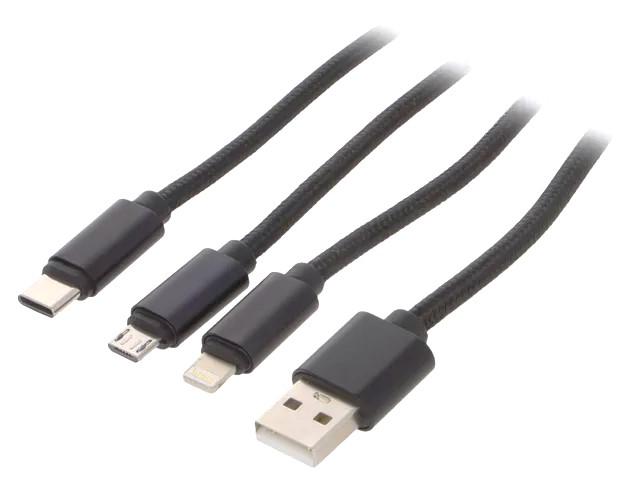 Cable charge et synchronisation usb-a mâle vers apple lightning  / usb micro-b  / usb-c?