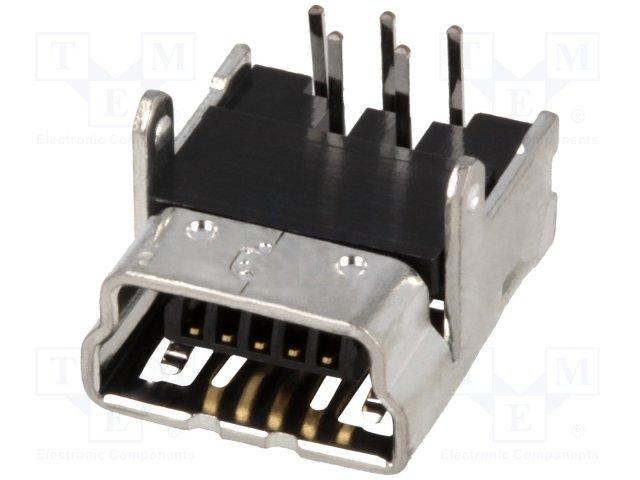 Fiche chassis pour usb-b-mini 5 broches ci 90°