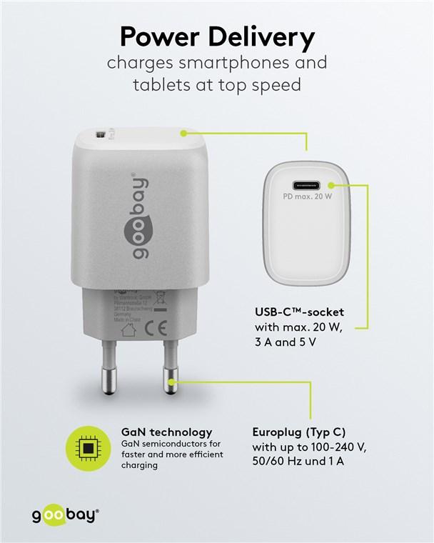 Chargeur rapide usb-c pd (power delivery) (20w)