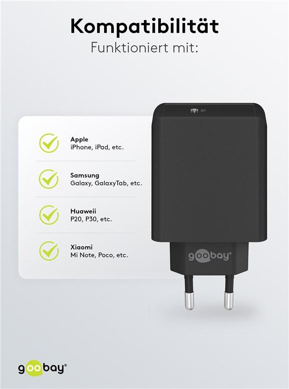 65W Dual PD Type-C + 3 x Chargeur multi-ports USB pour téléphone et tablette