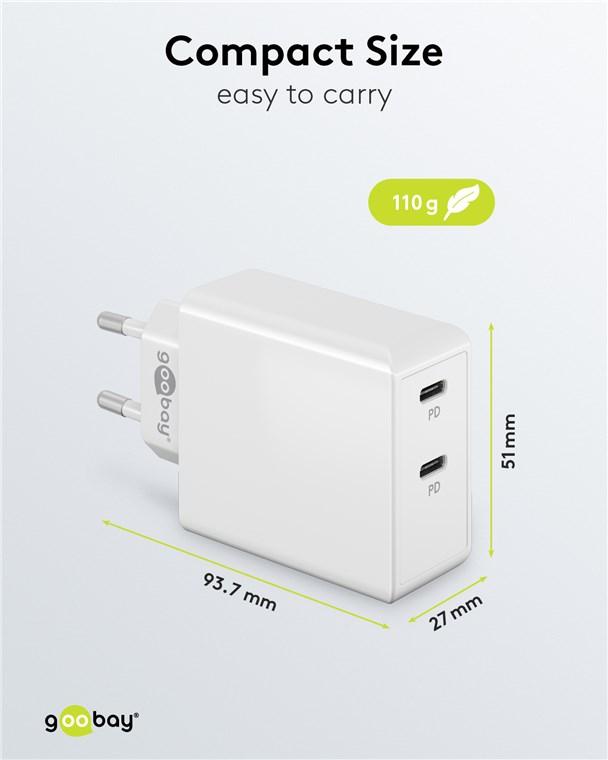 Chargeur rapide double usb type c pd3.0 (35 w)