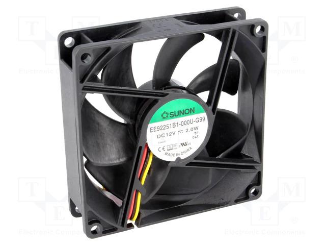 Ventilateur dc axial 12vdc 92x92x25mm  87,55m3/h  34dba  3 fils