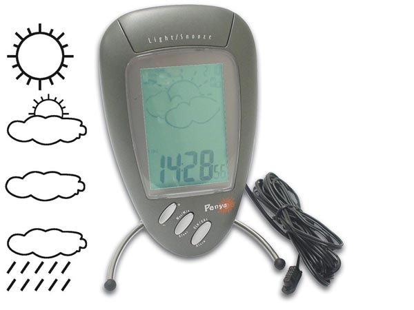 Station meteo / horloge avec calendrier, alarme, t