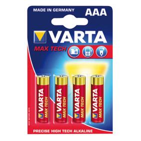 Piles cylindrique alcaline 1.5v aaa (r03) max tech varta 4703 blister de 4 pièces