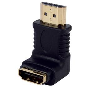 Adaptateur hdmi a mâle vers hdmi a femelle doré coudé verticalement