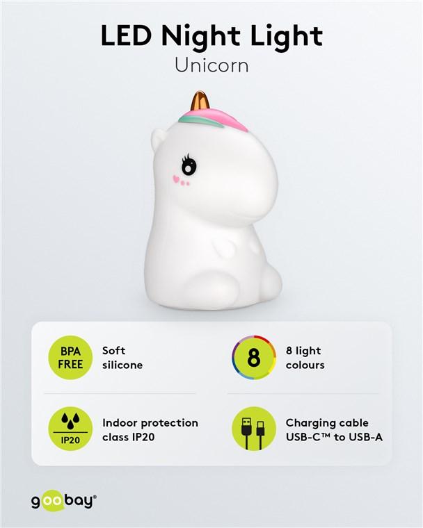 Veilleuse led licorne rechargeable rgb