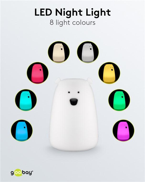 Veilleuse led ours polaire rechargeable rgb