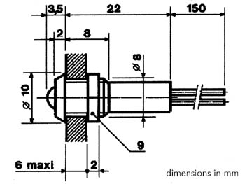 Voyant lumineux 12V Rouge diamètre 12,5mm en plastique 12V