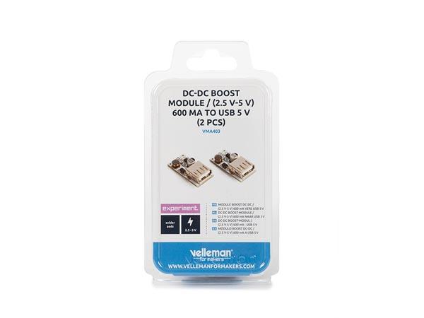 Module boost dc-dc / (2.5 v-5 v) 600 ma vers usb 5 v (2 pcs)