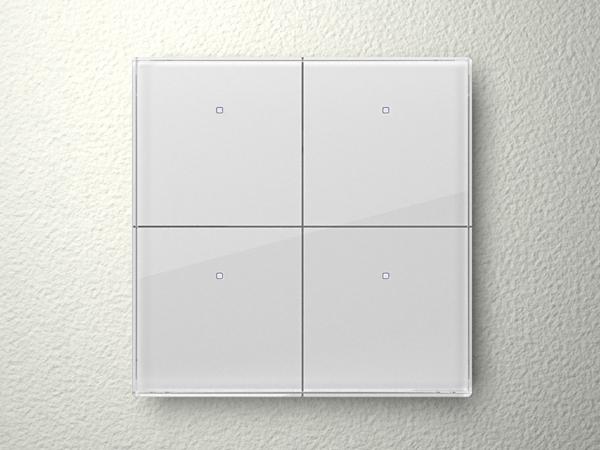 Module de commande en finition verre avec touches tactiles quadruples, blanc