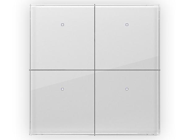 Module de commande en finition verre avec touches tactiles quadruples, blanc