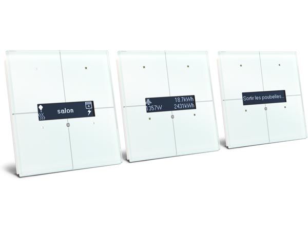 Module de commande en finition verre à écran oled et avec contrôleur de température, blanc