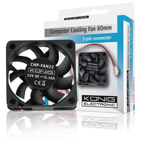 Ventilateur cc 12v 60mm, sortie 3 fils pour contrôle de vitessse, spécial carte mère/pc