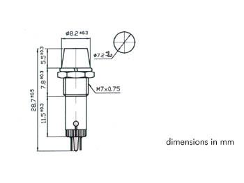 Voyant lumineux de signalisation néon vert 220V de diamètre 10mm