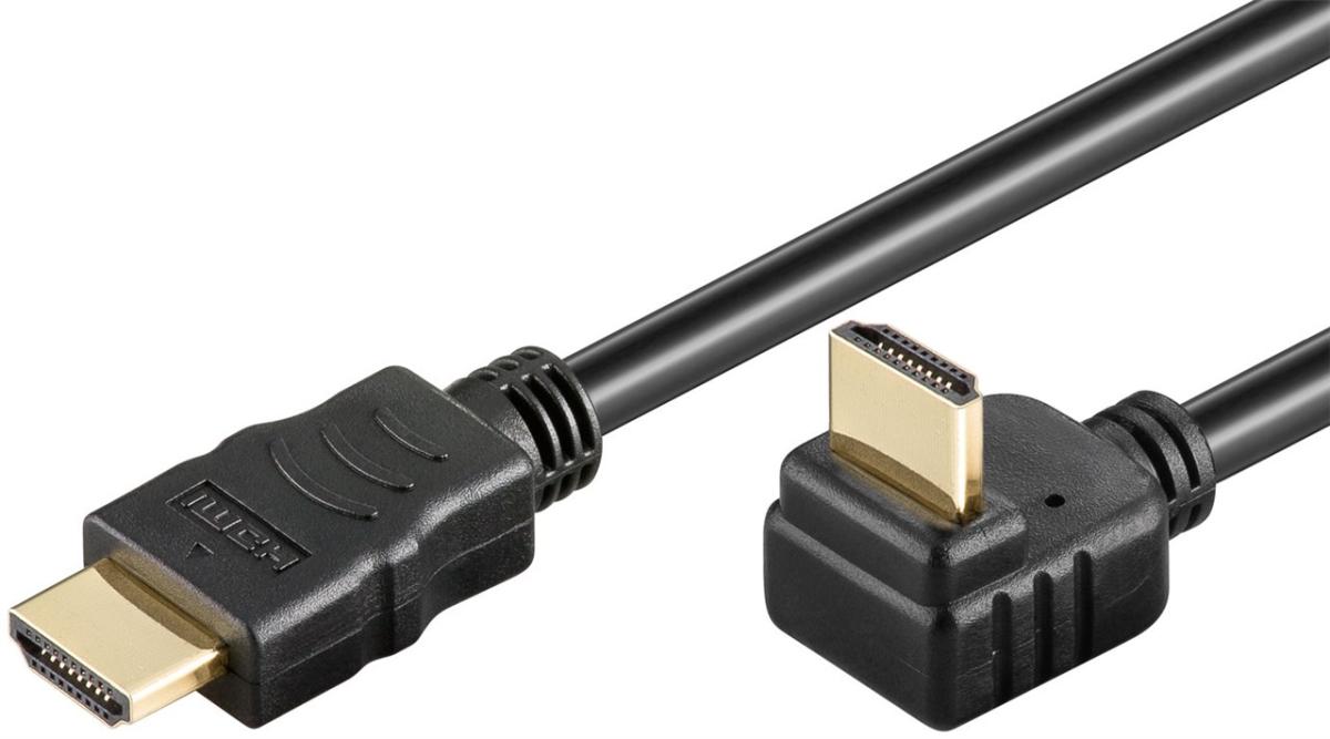 Câble HDMI 1.4 Ethernet Channel Coudé mâle/mâle Noir - (3 mètres)