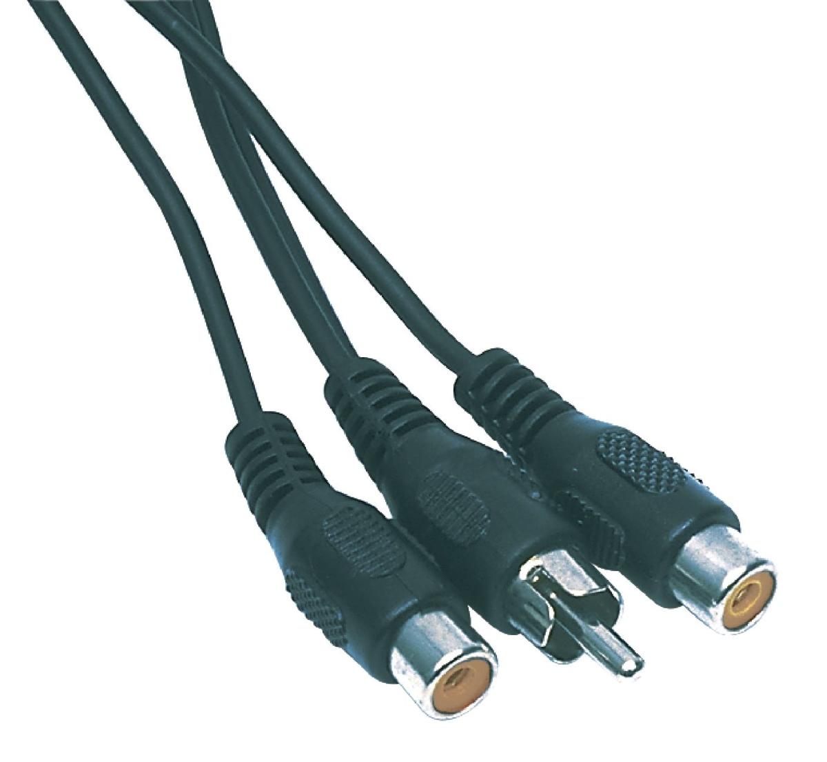 Cordon audio-video rca male / 2 x rca femelle l=0.20m