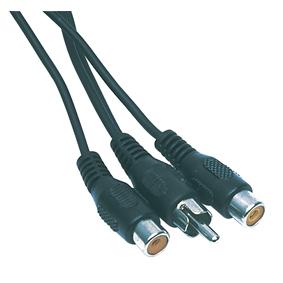 Cordon audio-video rca male / 2 x rca femelle l=0.20m