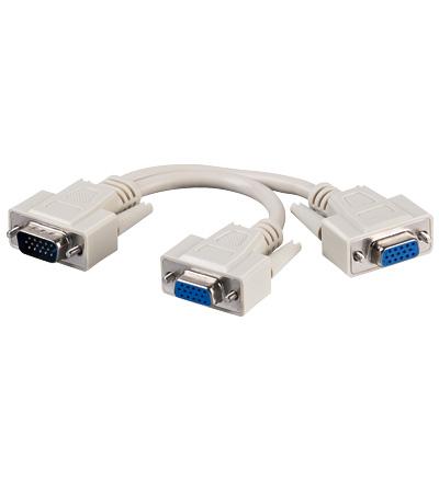 E44-Cordon informatique sub-d 15 hd mâle (vga) / 2 x sub-d 15 hd femelle  (vga) l=0.10m à 6,90 €