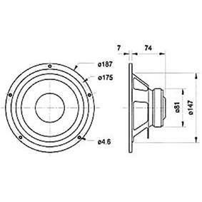 Boomer/medium 187mm 4ohm 80w 86db papier trait