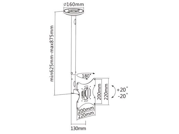 Support de montage plafonnier 23-42 / 58-107cm