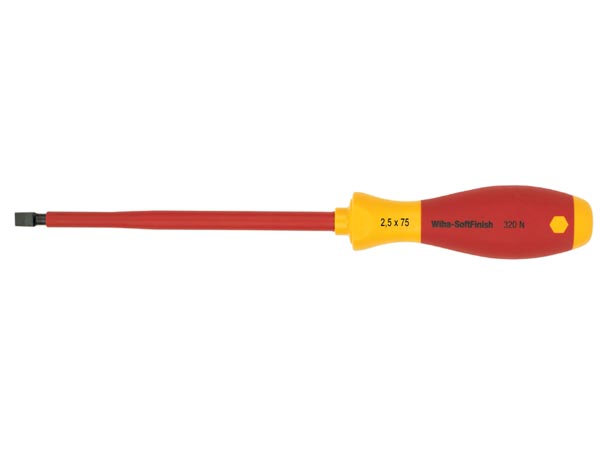 Tournevis plat softfinish vde/gs 2.5 x 75mm - wiha