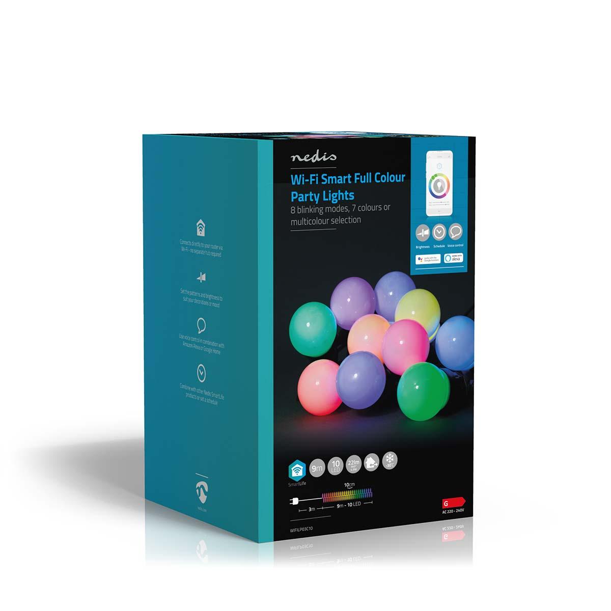 Guirlande 10 lampes à leds couleurs - wi-fi - rgb - 10 led's - 9 m - android? / ios