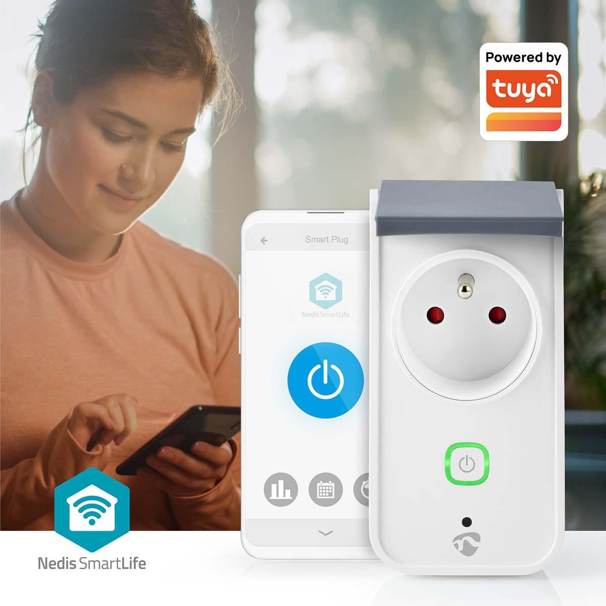 Prise smartlife wi-fi  ip44  wattmètre  3680 w  france android? / ios