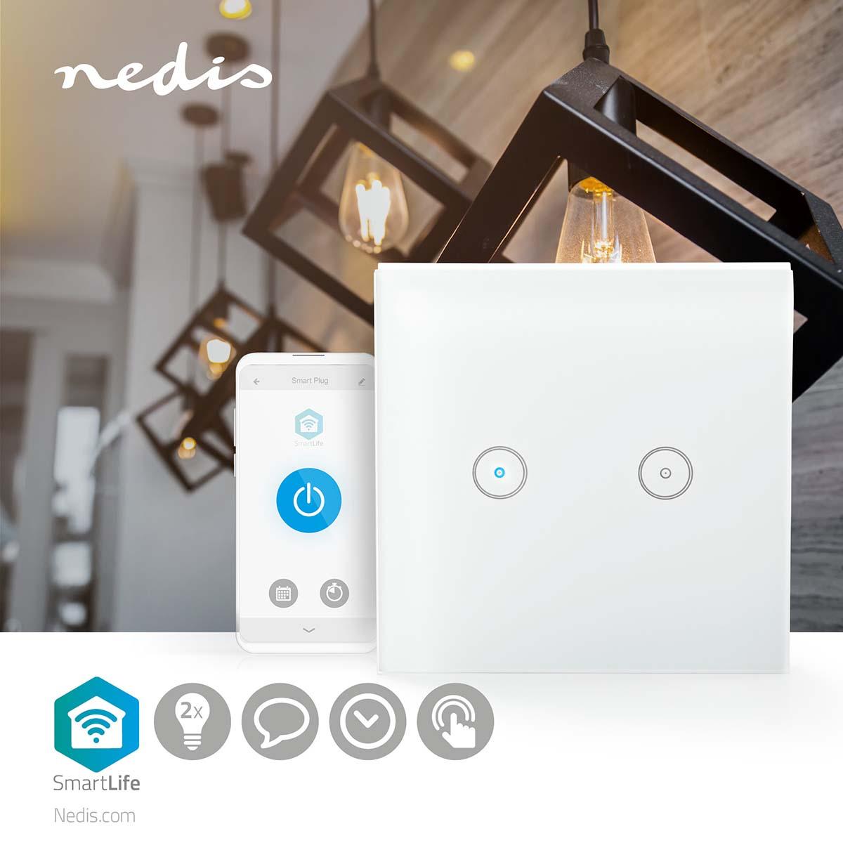 Commutateur mural smartlife  wi-fi  double  montage mural  1000 w