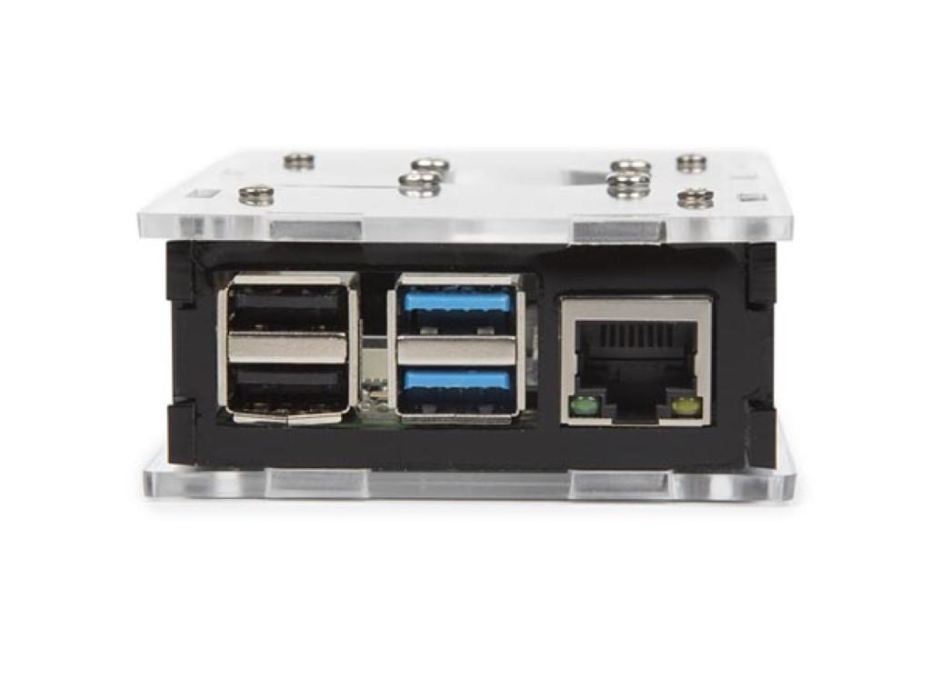 Boîtier transparent avec dissipateurs thermiques et ventilateur pour raspberry pi 4®