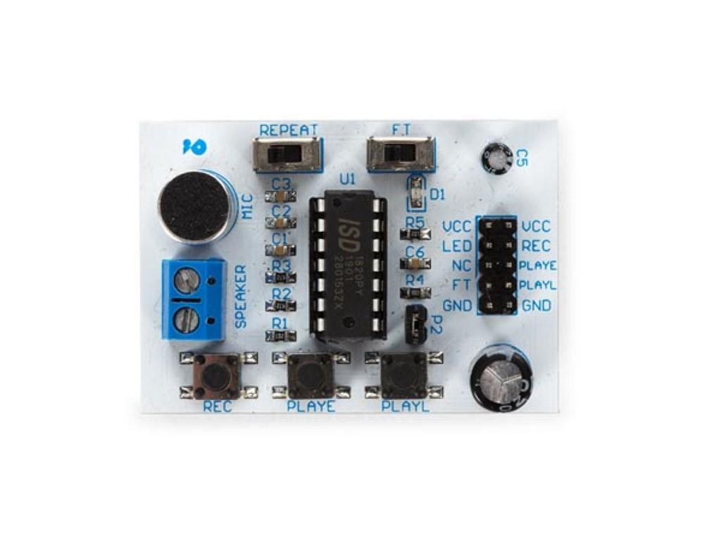 Module électronique d'enregistrement et de lecture sonore (20 secondes max) de son avec une mémoire flash