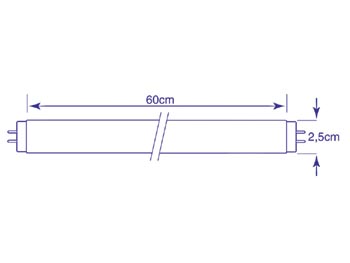 Tube lumiere noire type g8 18watts  26x590mm