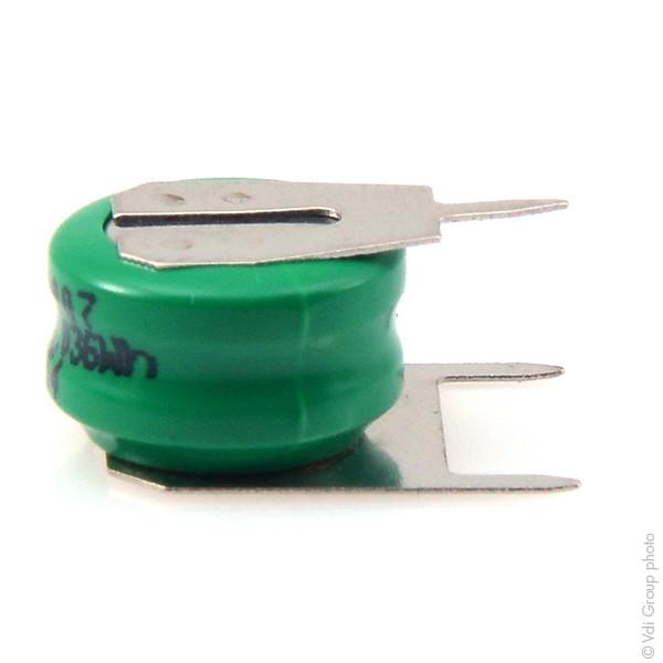Accu rechargeable ni-mh 2.4v 15 ma  d=11.8mm h=7.05mm varta